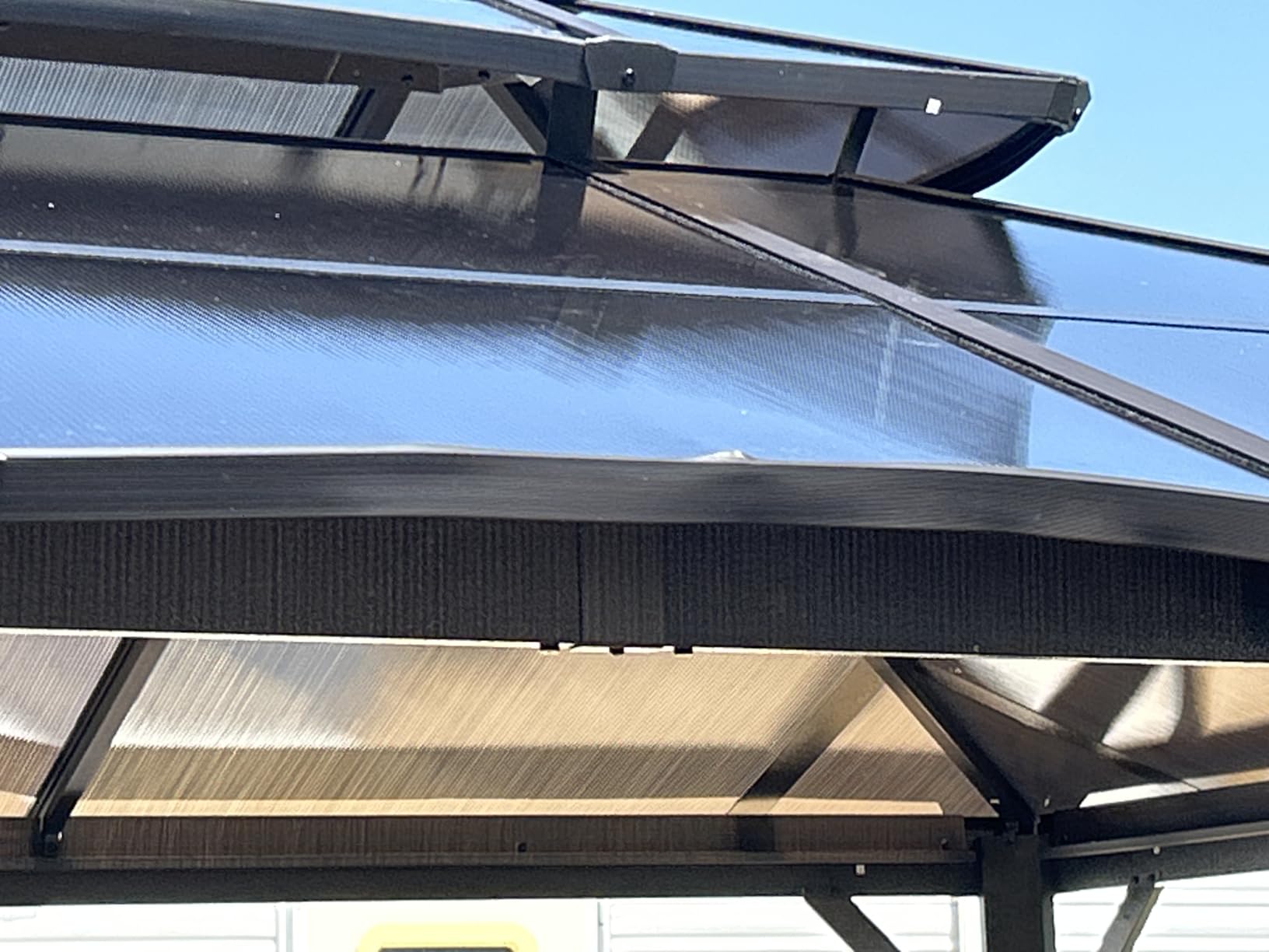 YOLENY 12'x16' Hardtop Gazebo, Outdoor Polycarbonate Double Roof Canopy, Aluminum Frame Permanent Pavilion with Curtains and Netting, Sunshade for Garden, Patio, Lawns customer photo 2