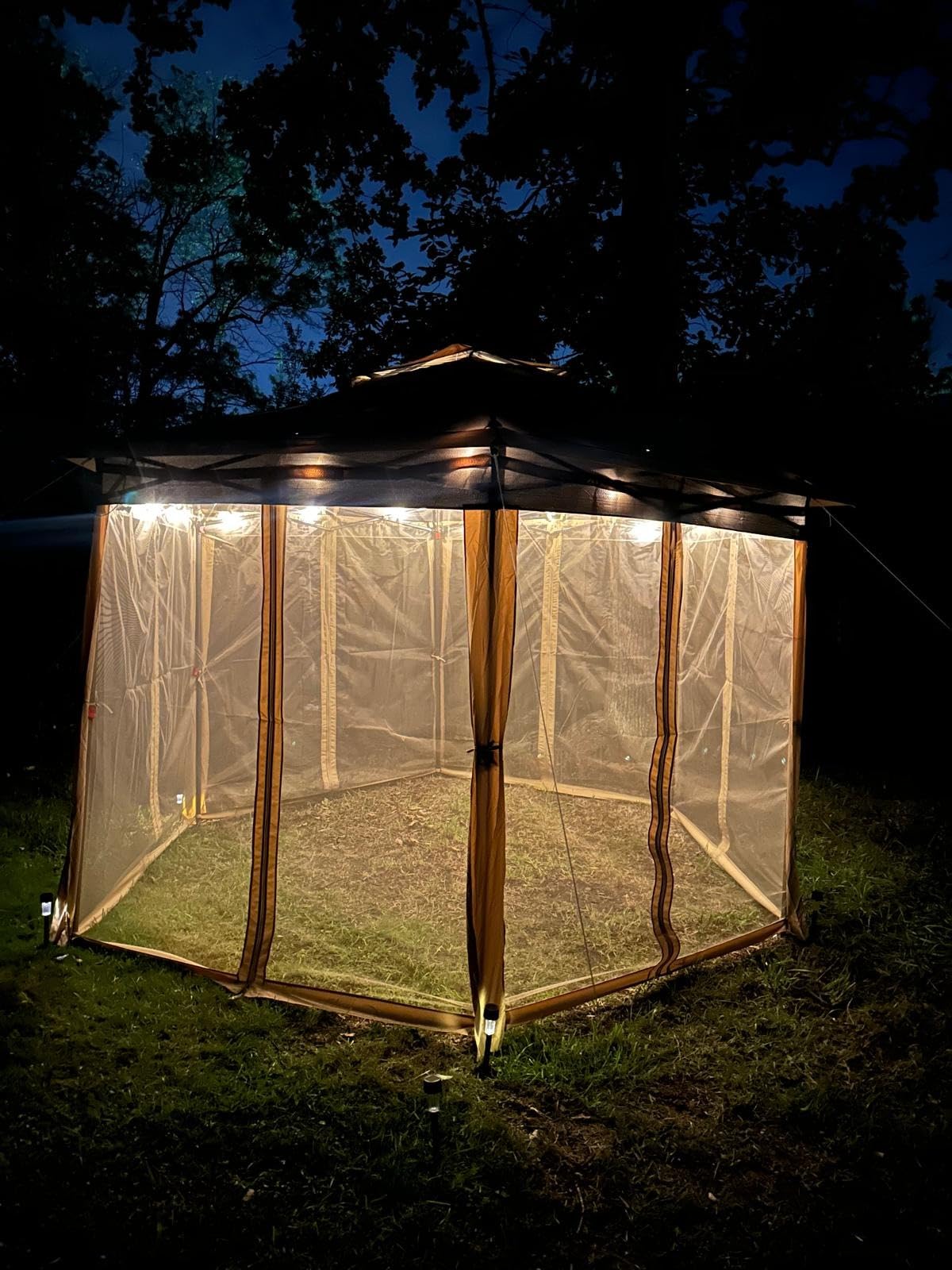 Yaheetech 13x13 Pop Up Gazebo Double-Tier w/Mesh Netting Patio Canopy Brown customer photo 2