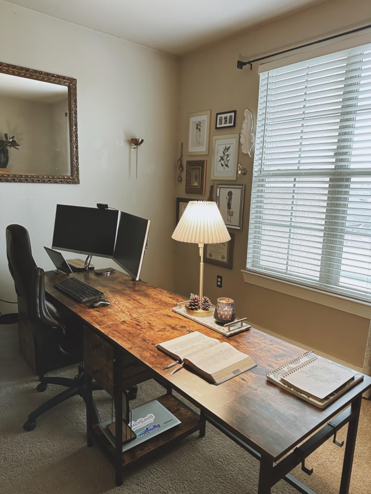Tribesigns Two Person Desk, 79 Inch Double Desk with 2 Drawers, Large Computer Desk Long Desks with Storage Shelves, Writing Table Study Desk for Home Office, Rustic Brown (NY001) customer photo 2