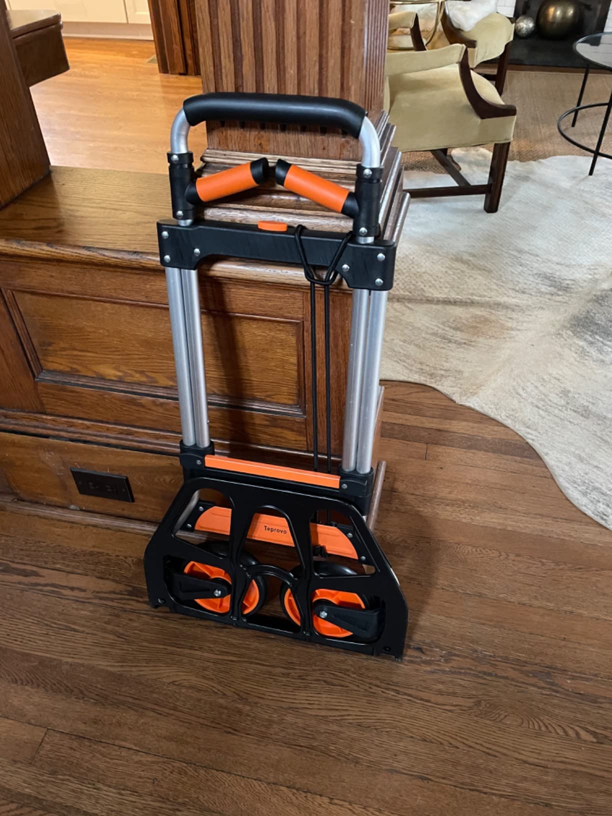 Teprovo Dolly Cart, 340lb Aluminum Folding Hand Truck with Swivel Handle, Heavy Duty Utility Dolly Foldable Trolley with Elastic Cord, 7 Inch Wheels for Moving, Warehousing, Shopping and More customer photo 2