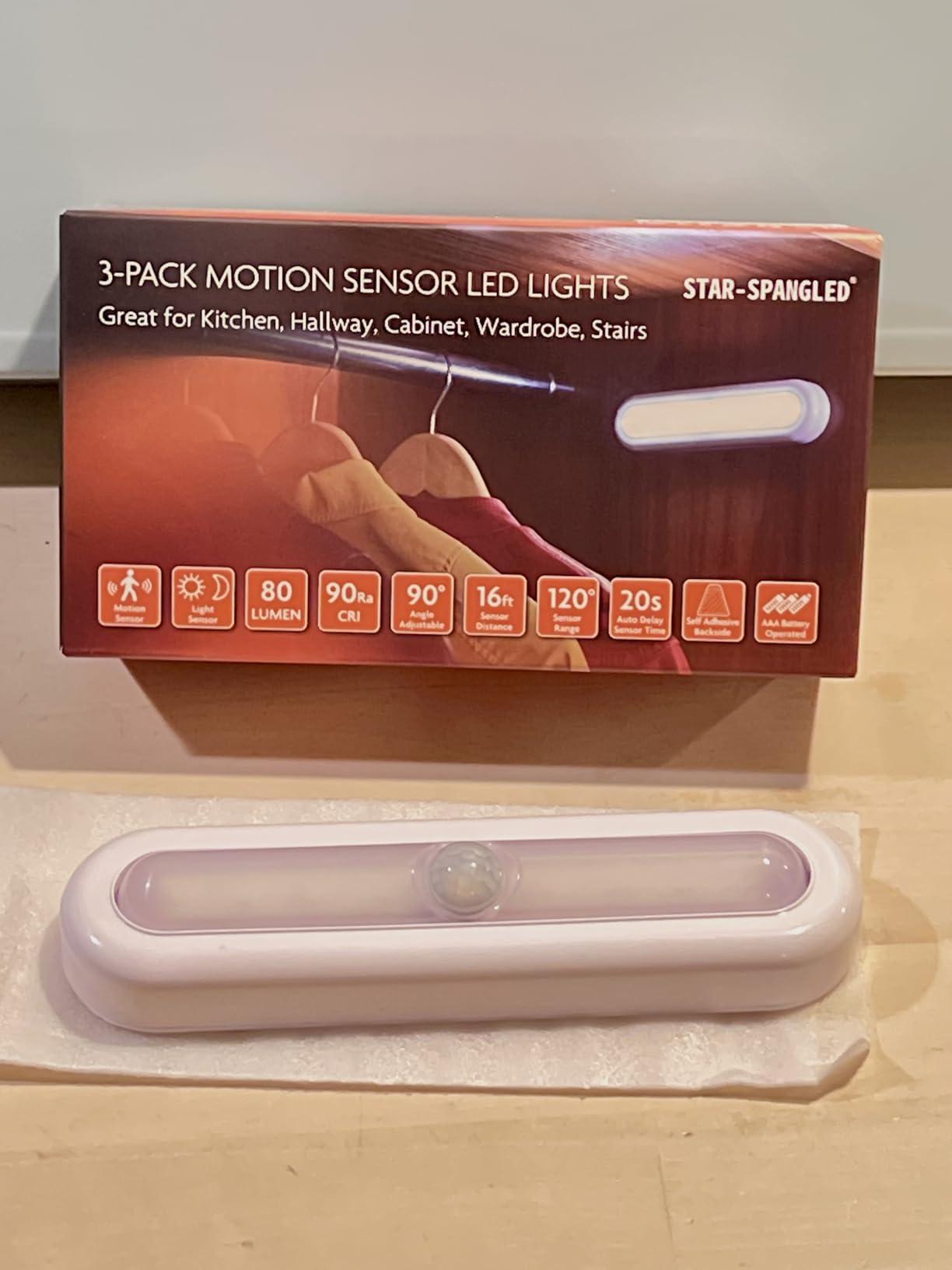 STAR-SPANGLED 7” Motion Sensor Lights Indoor AAA Battery, 3 Pack Cool White customer photo 2