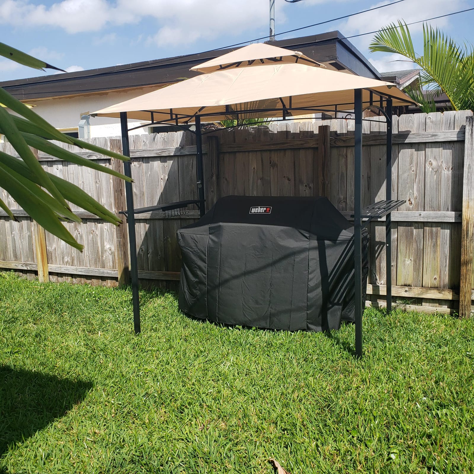 AECOJOY 8' x 5' Outdoor Grill Gazebo Canopy, BBQ Canopy for Outdoor Grill, 2- Tier BBQ Gazebo Shelter for Patio, Backyard and More (Grey) customer photo 1