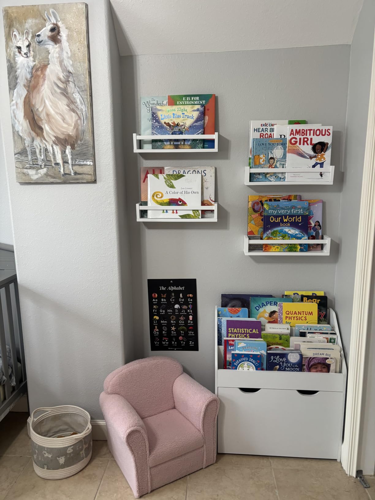Fixwal Floating Nursery Book Shelves for Wall, 16.5 Inches, Set of 3, White customer photo 2
