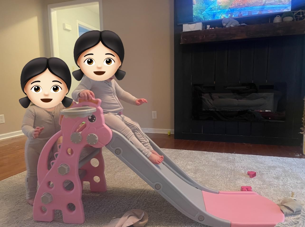 67i Slide for Toddlers 1-3, 46.8 in Slide with Basketball Hoop (Pink) customer photo 2