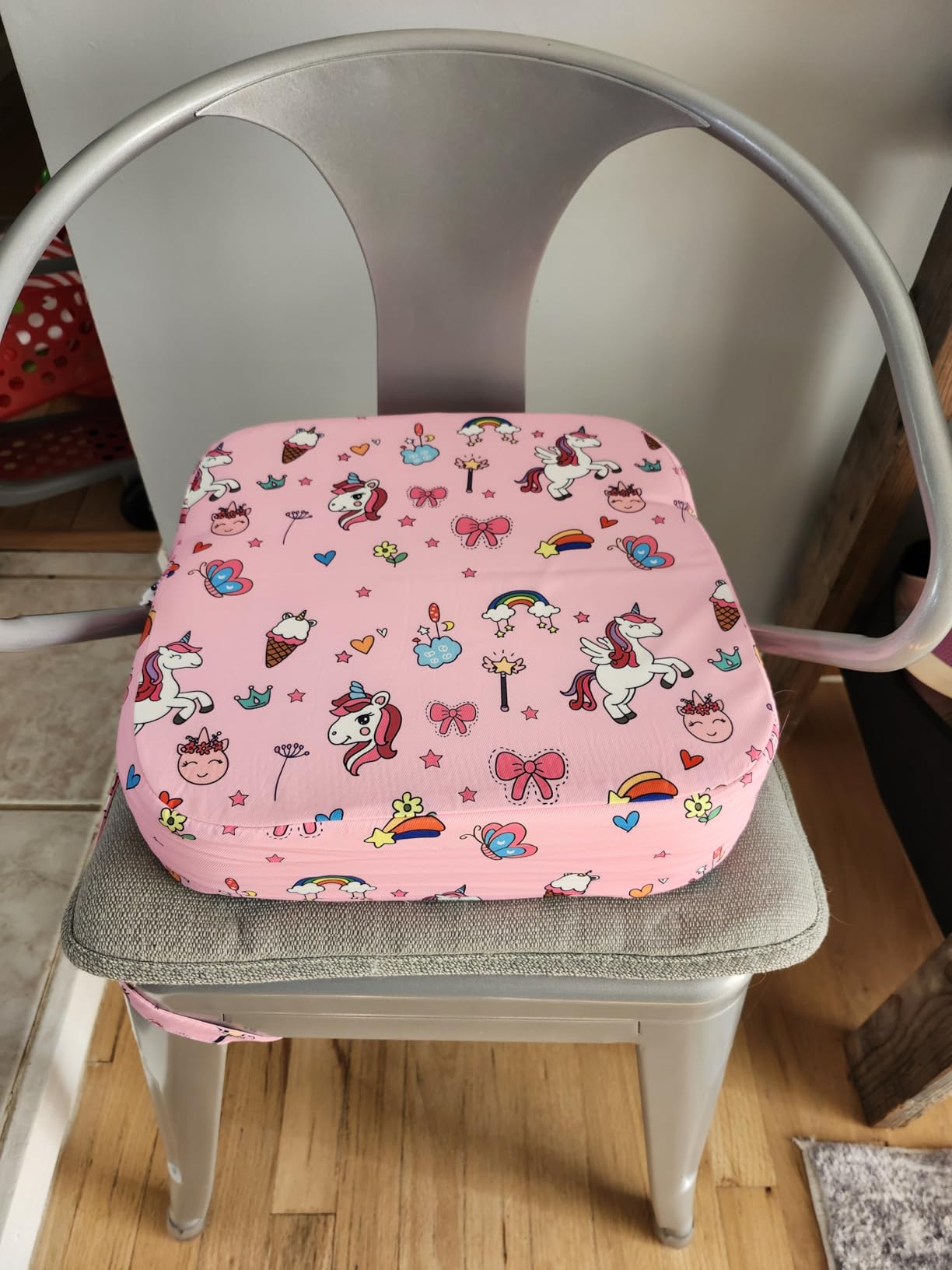 Eiury Toddler Booster Seat for Dining Table, Portable Kids Booster Seat with Safety Buckles Portable Increasing Booster Cushion with Non-Slip Bottom (Blue Dinosaur) customer photo 2