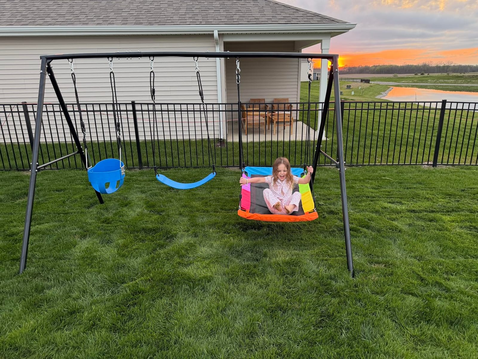 Hapfan 3 in 1 Swing Set for Backyard with Toddler, Platform and Belt Swing customer photo 2