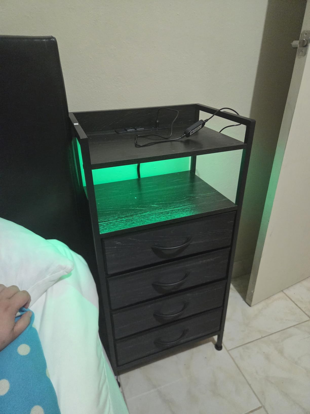 Furnulem Night Stand with Charging Station, 4 Drawer Tall Bedside Table customer photo 1