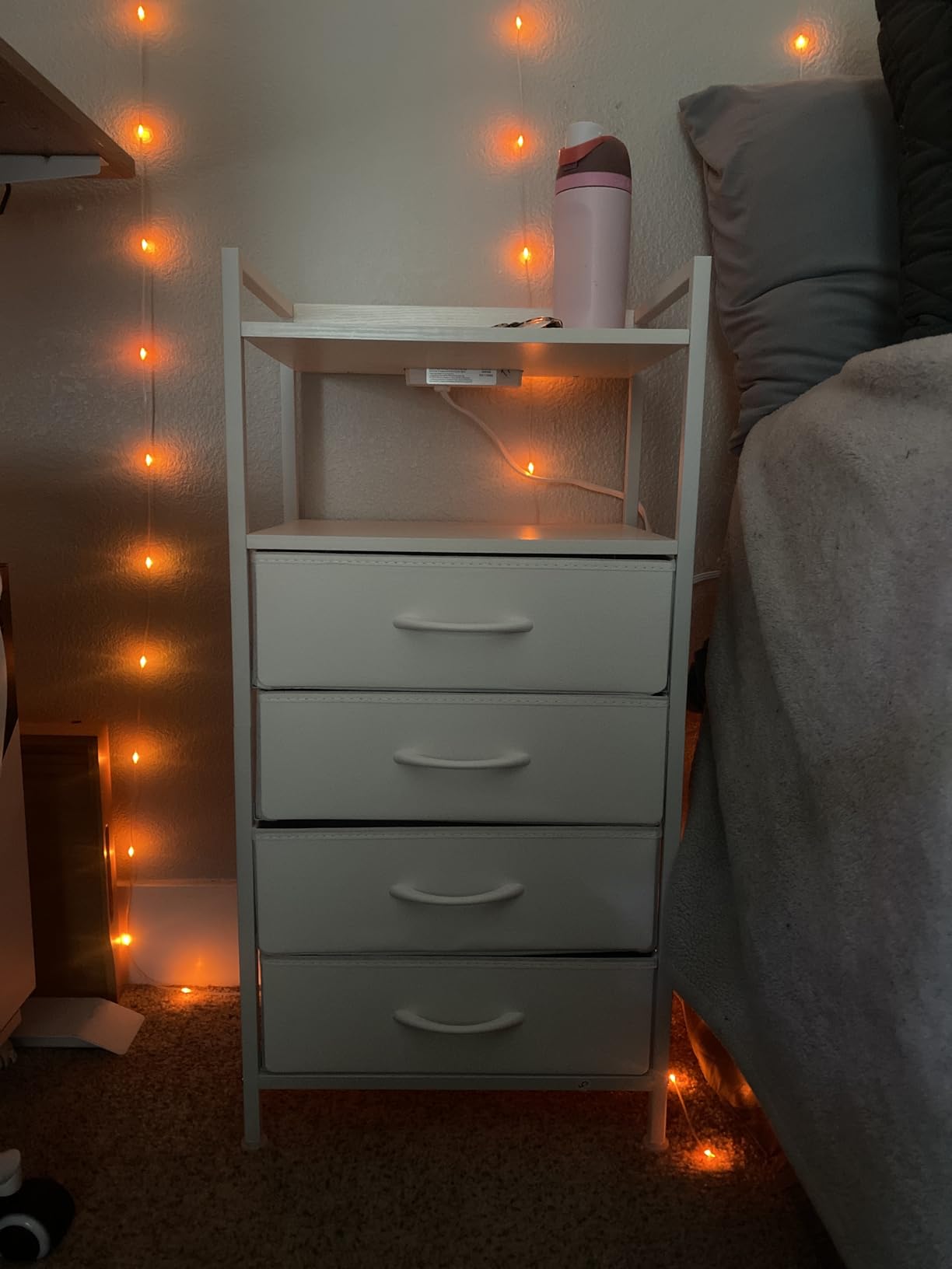 Furnulem Night Stand with Charging Station, 4 Drawer Tall Bedside Table customer photo 2
