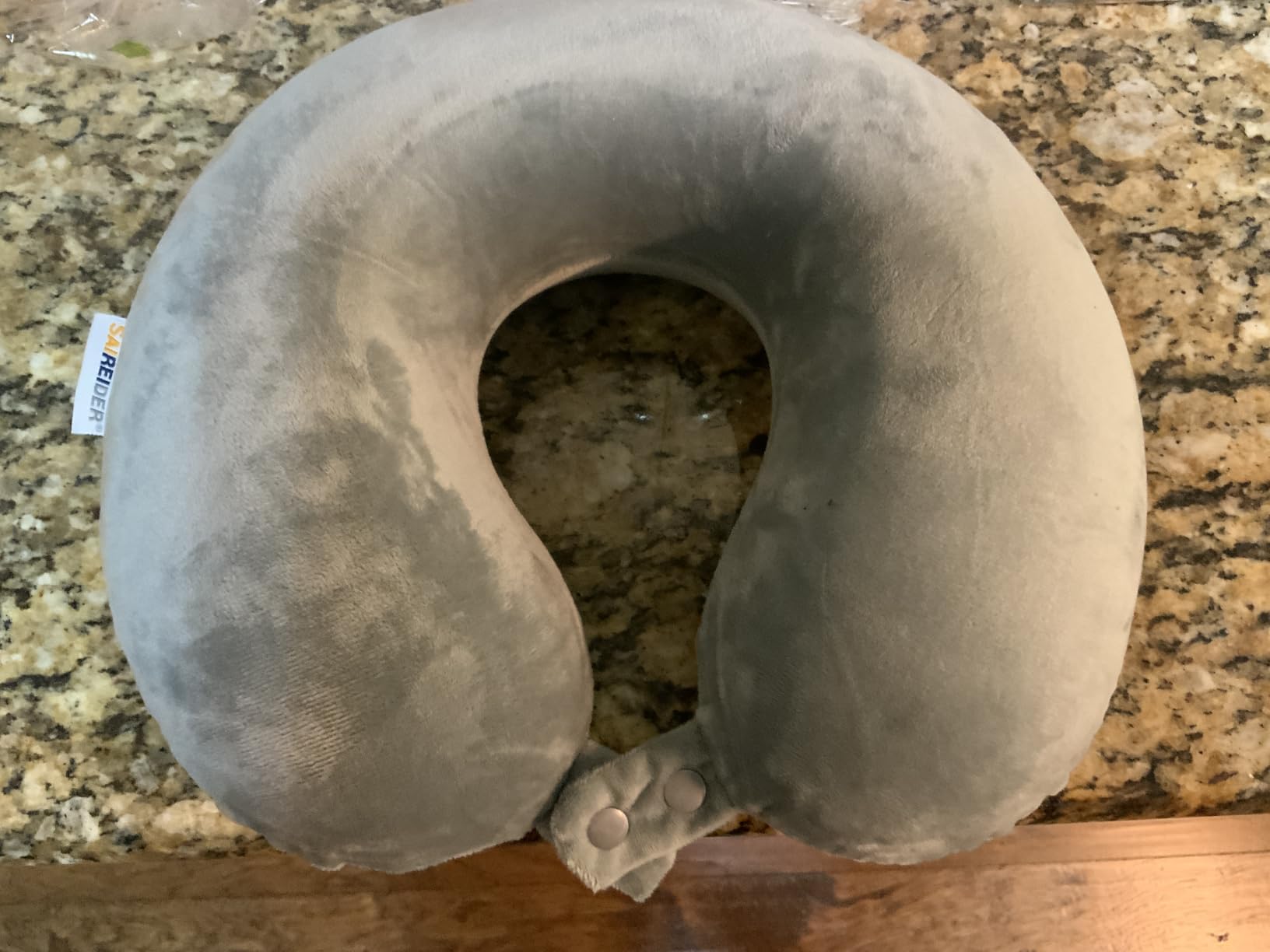 SAIREIDER Travel Pillows for Sleeping Airplane 100% Pure Memory Foam Neck Pillow for Airplanes Washable Cover(Grey) customer photo 2