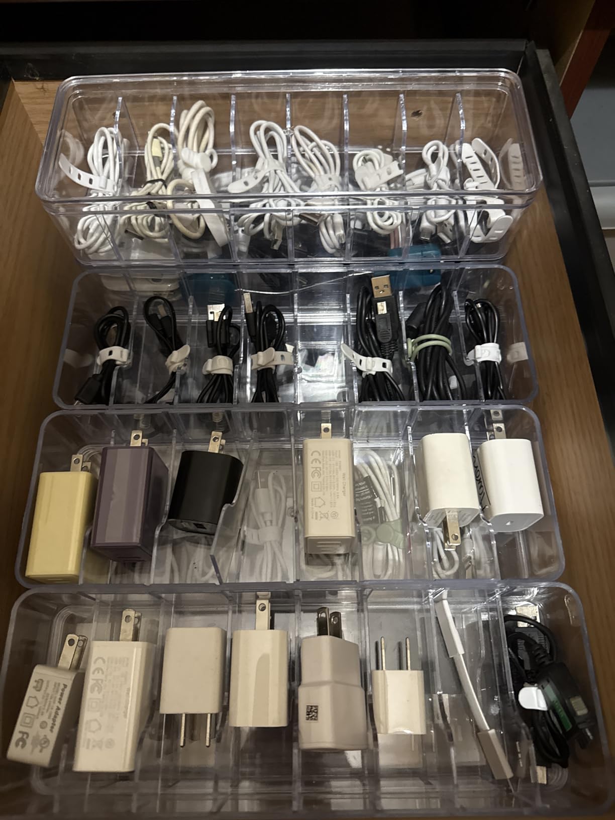 Tatuo Cord Organizer Box with Lid, Clear, 2 Pack customer photo 2