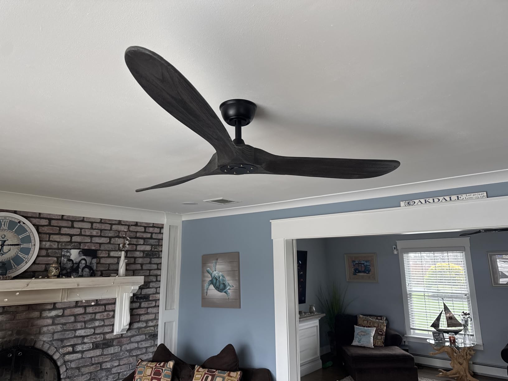60 Inch Black Outdoor Ceiling Fan No Light, Wood Indoor Outdoor Ceiling Fans for Patios Gazebo Porch Living Room, Big Wet Rated High CFM Reversible Ceiling Fan for Sloped Angled Ceiling customer photo 1