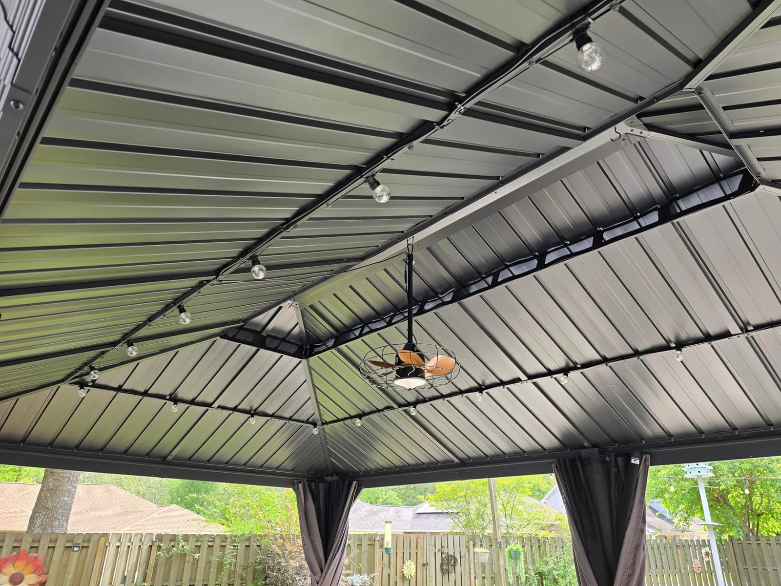 PURPLE LEAF Permanent Hardtop Gazebo 10' X 12' with Light, Gray customer photo 2