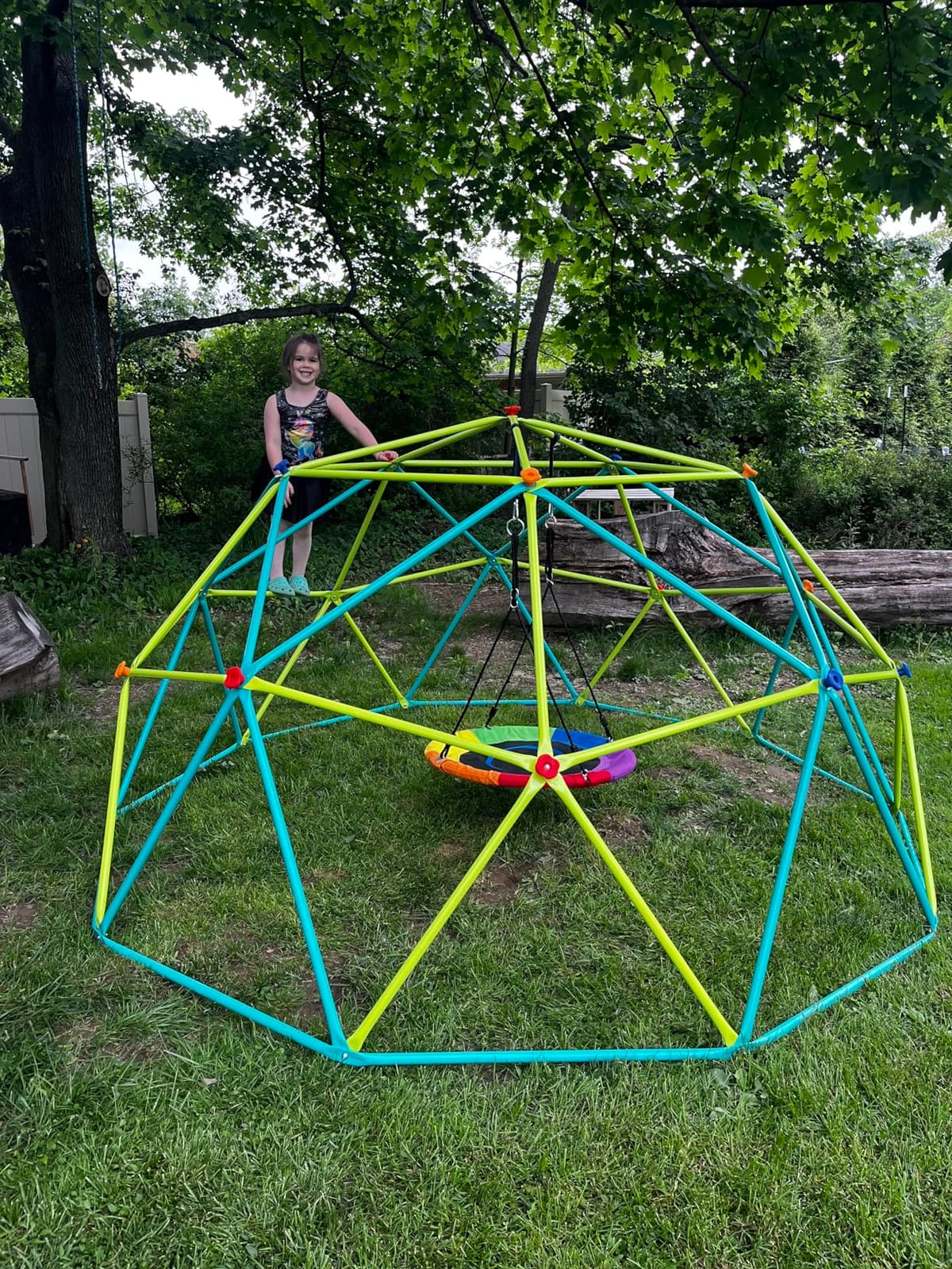 Hapfan 10 ft Climbing Dome Swing Set with Saucer Swing for Kids 3-12 customer photo 1