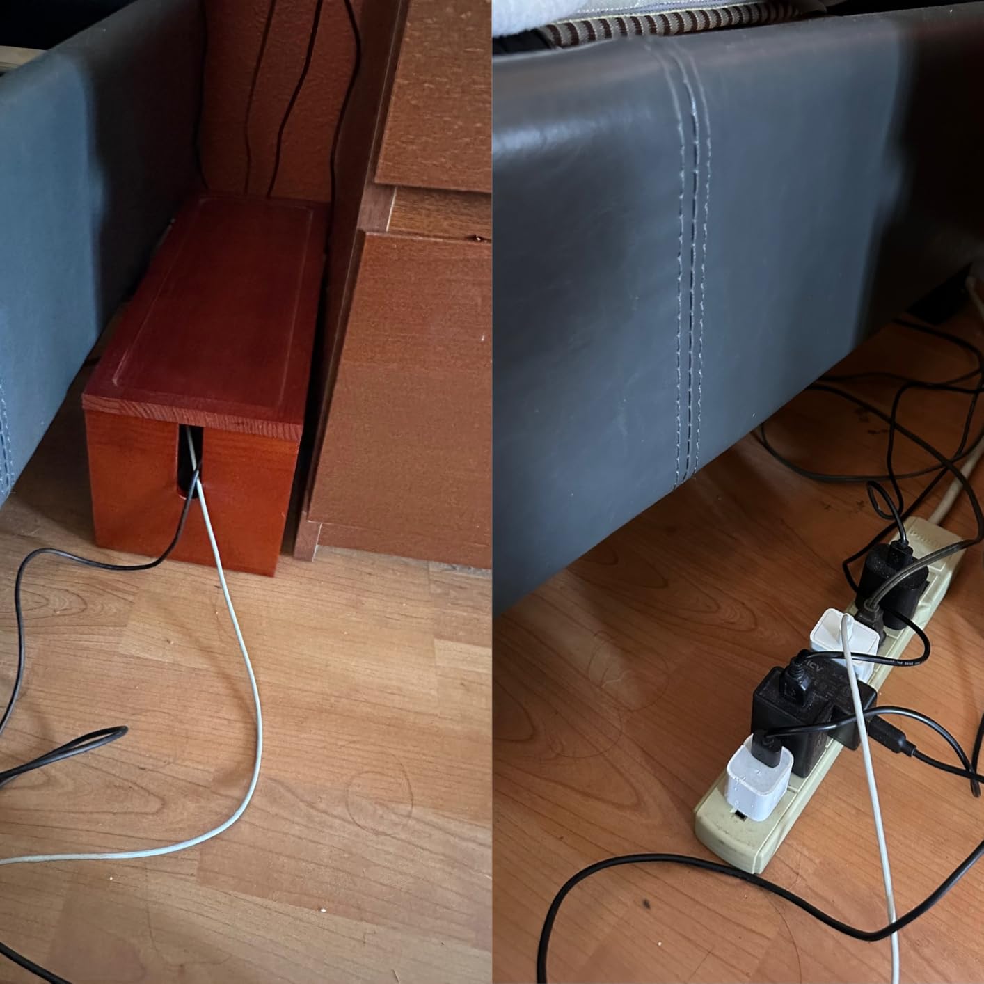 Bivvclaz Large Cable Management Box, Wooden Cord Organizer Box for Desk, Floor, Office to Hide Extension Cords Power Stripes Surge Protectors Chargers Wires, Black customer photo 2