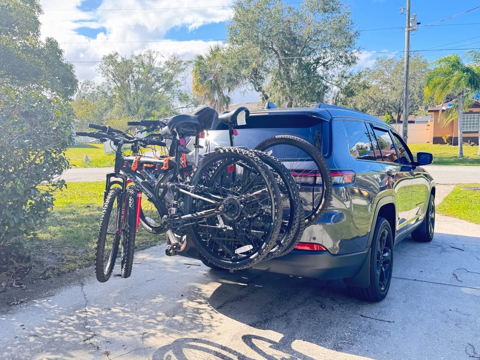 Bike Rack for Car, SUV, RV, Mount Hitch Bike Rack, Up to 143 lbs Load Bicycle Rack Carrier Rubber Straps, Tilt Release with 2