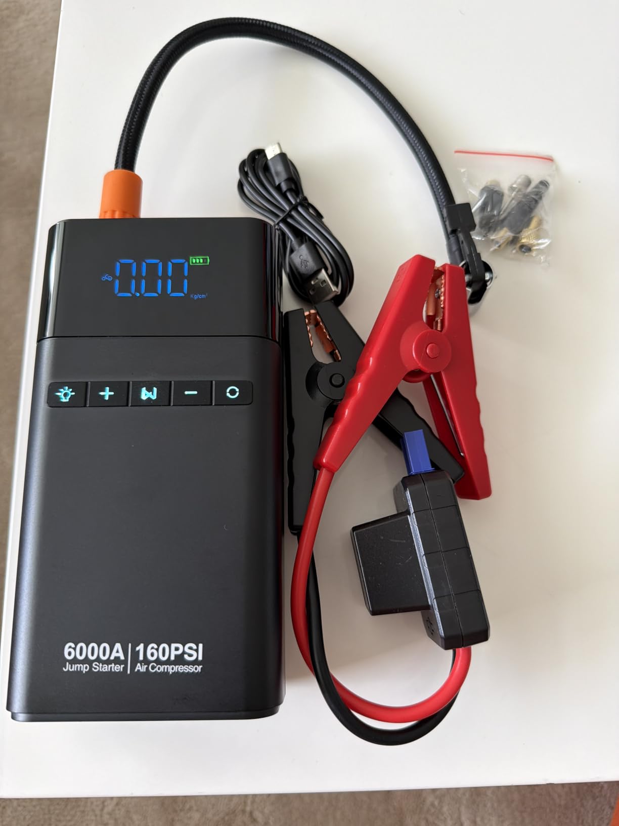 6000A Portable Car Battery Jump Starter with Air Compressor 160PSI customer photo 1
