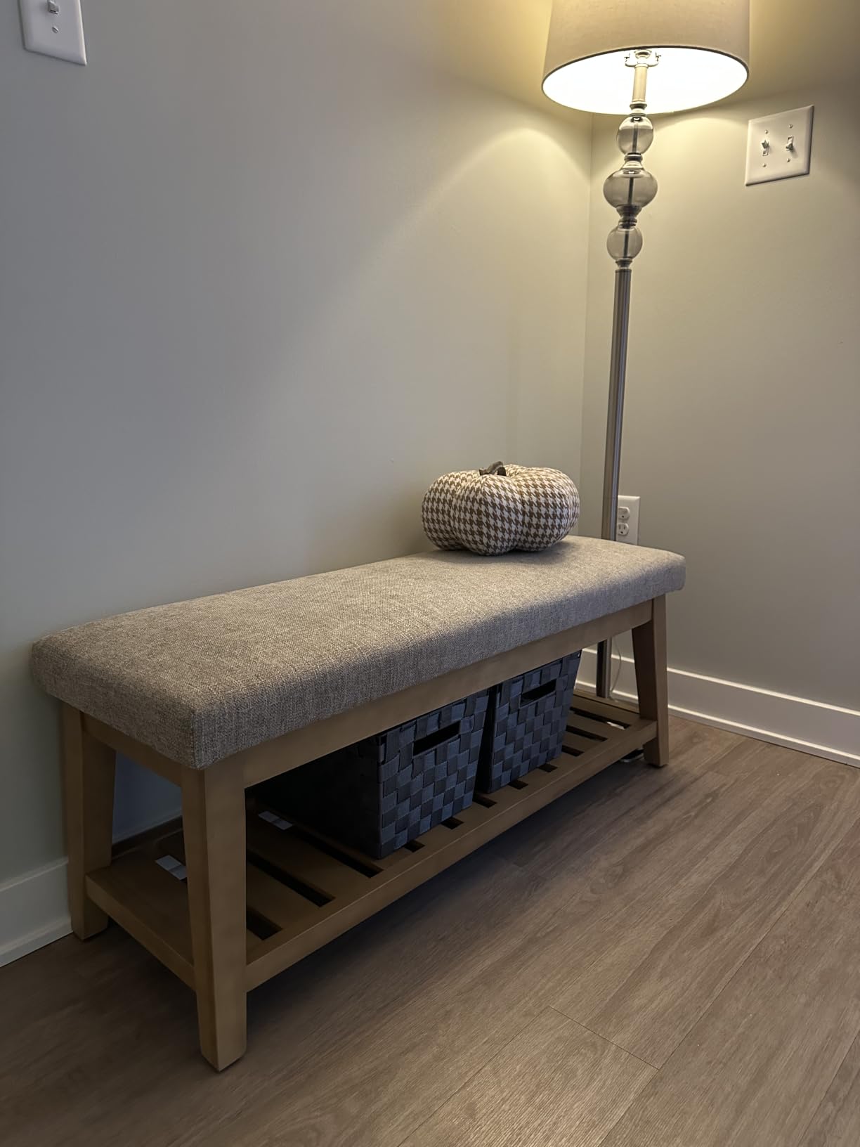 Zihanhome Entryway Shoe Bench, End of Bed Bench,Upholstered Bench(Beige) customer photo 1