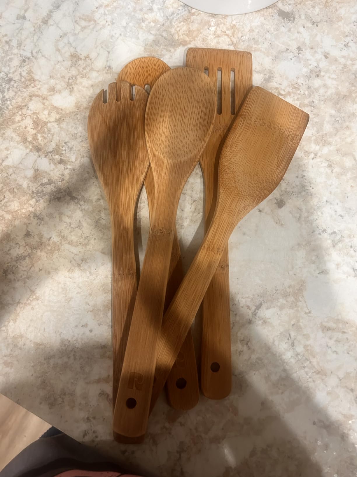 Riveira Dark Bamboo Wooden Spoons for Cooking 6-Piece, Apartment Essentials Wood Spatula Spoon Nonstick Kitchen Utensil Set Premium Quality Housewarming Gifts for Everyday Use customer photo 1
