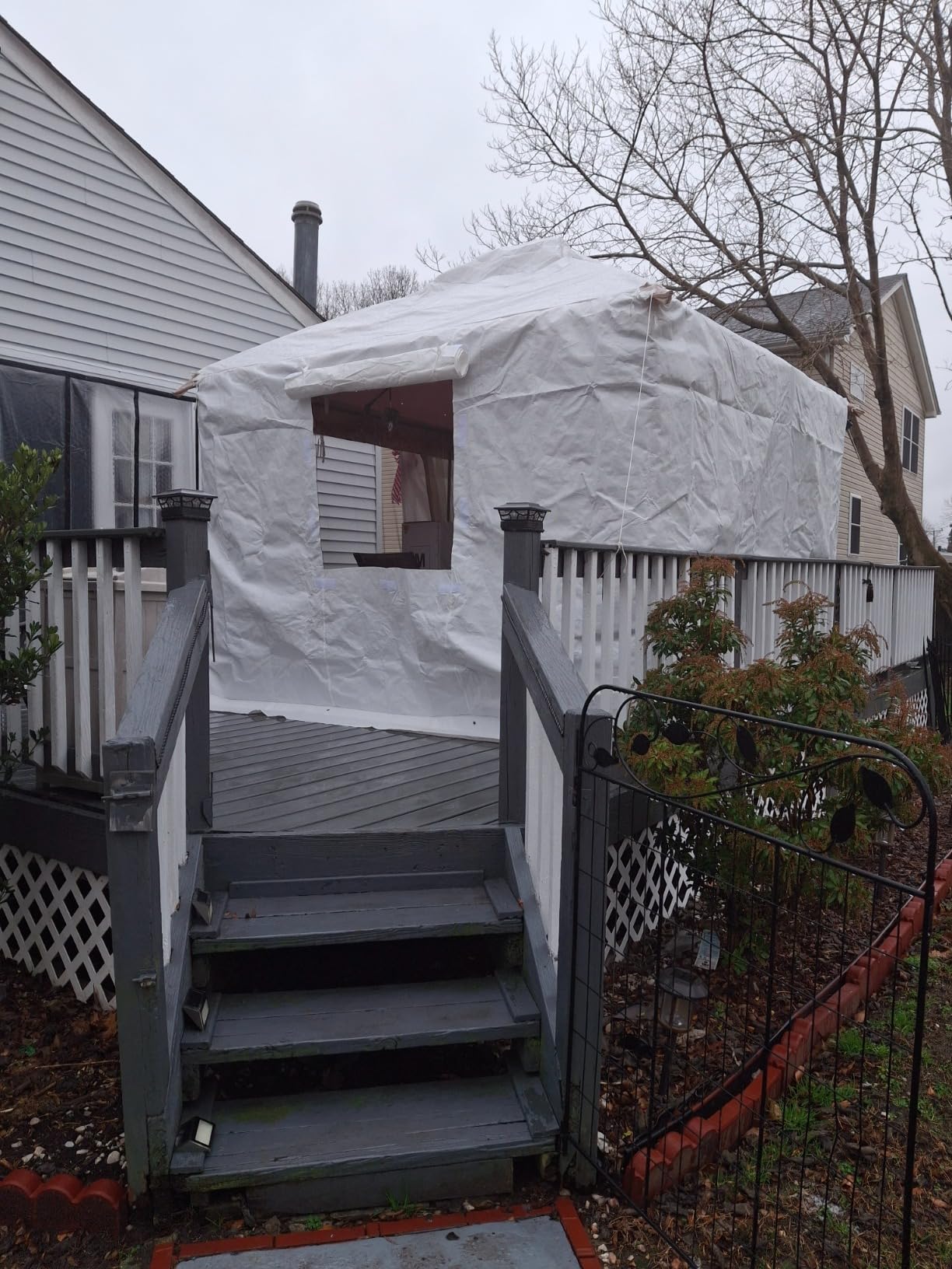 Domi 12' x 16' Universal Winter Gazebo Cover - All Season Waterproof Enclosed with Sidewalls & Ventilated Mesh Windows, All-Weather Outdoor for Hardtop Gazebos, White customer photo 1