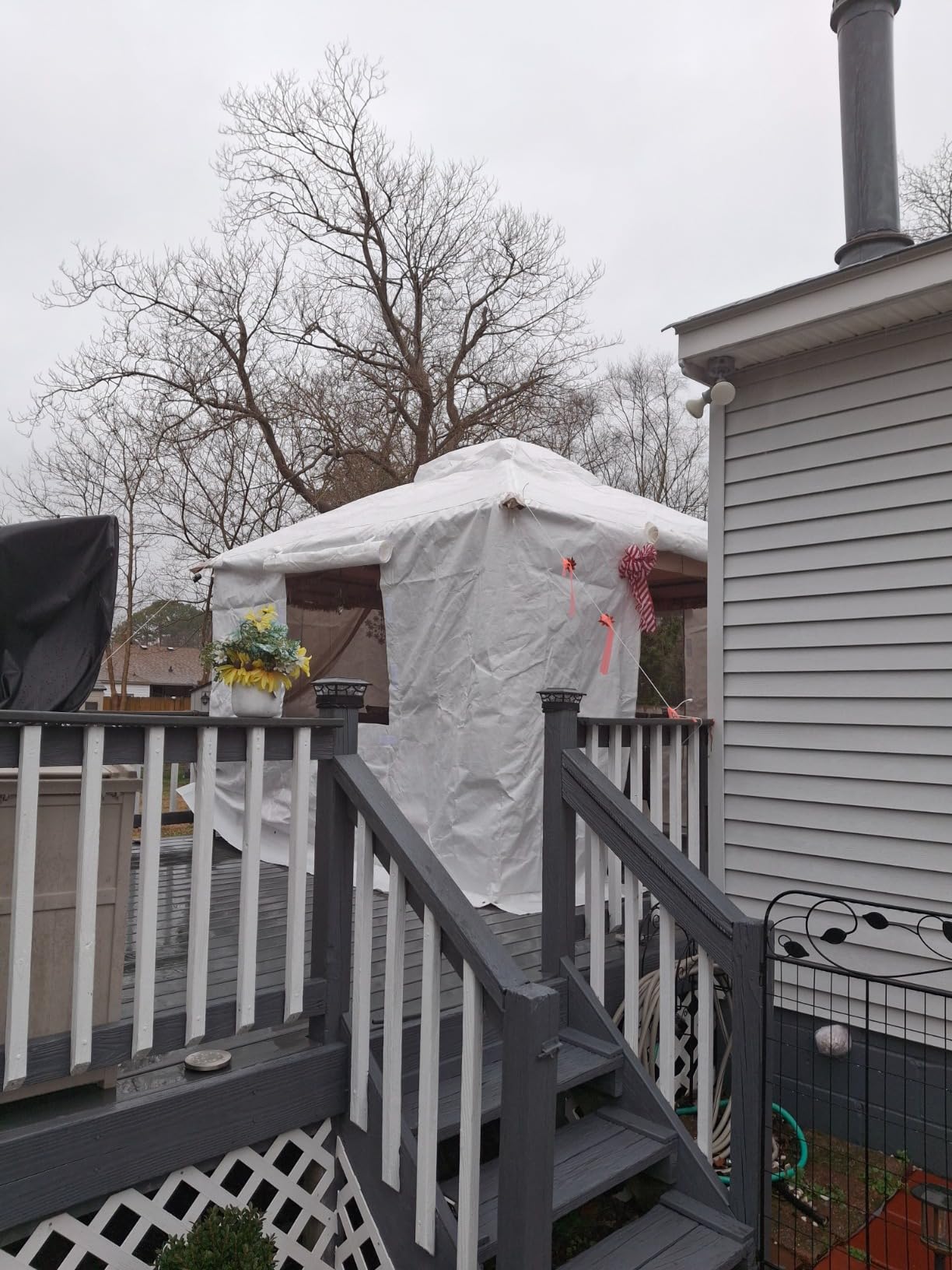 Domi 12' x 16' Universal Winter Gazebo Cover - All Season Waterproof Enclosed with Sidewalls & Ventilated Mesh Windows, All-Weather Outdoor for Hardtop Gazebos, White customer photo 2