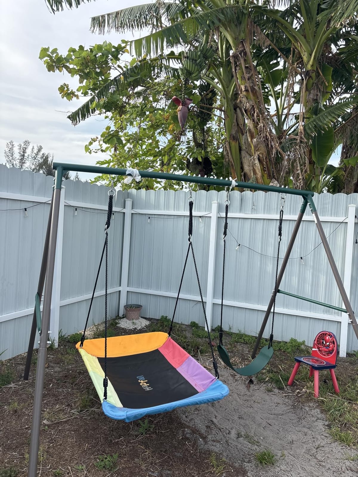 Hapfan Metal Swing Sets for Backyard for Kids with Double Tree Swings customer photo 2