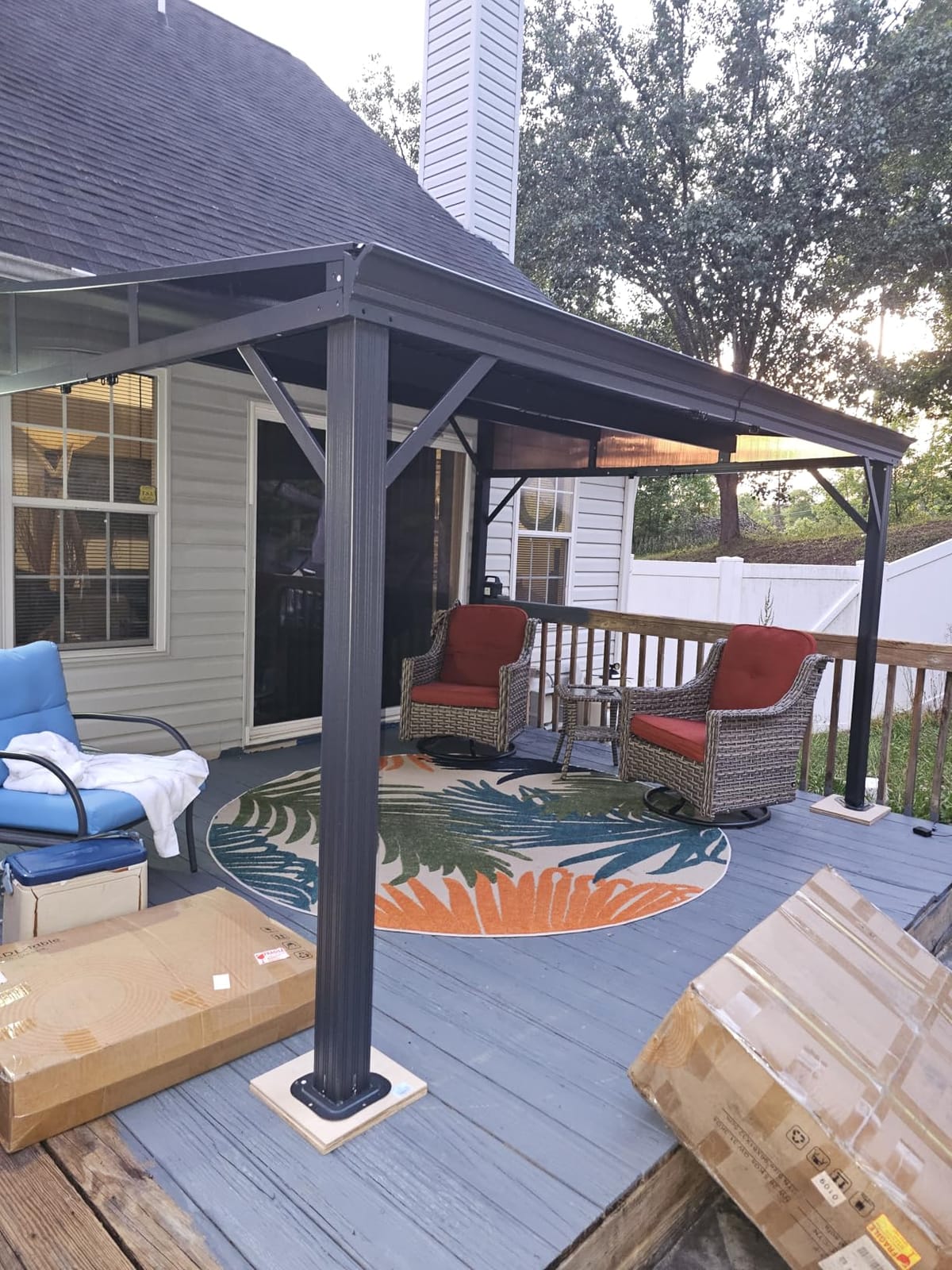 12'x12' Hardtop Gazebo, Outdoor Double Roof Galvanized Steel Gazebo, Aluminum Frame Permanent Pavilion with Curtains & Netting for Backyard, Patio, Deck (12x12) customer photo 2