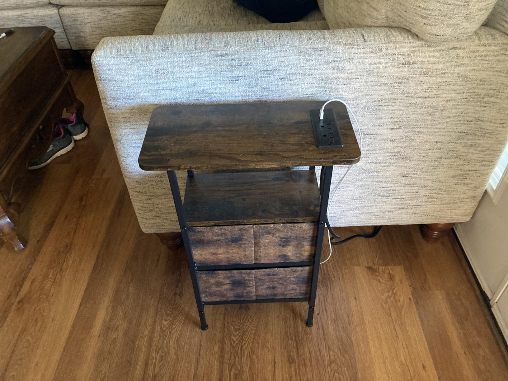 LOAKEKEL Narrow End Table with Charging Station, Small Nightstand customer photo 1