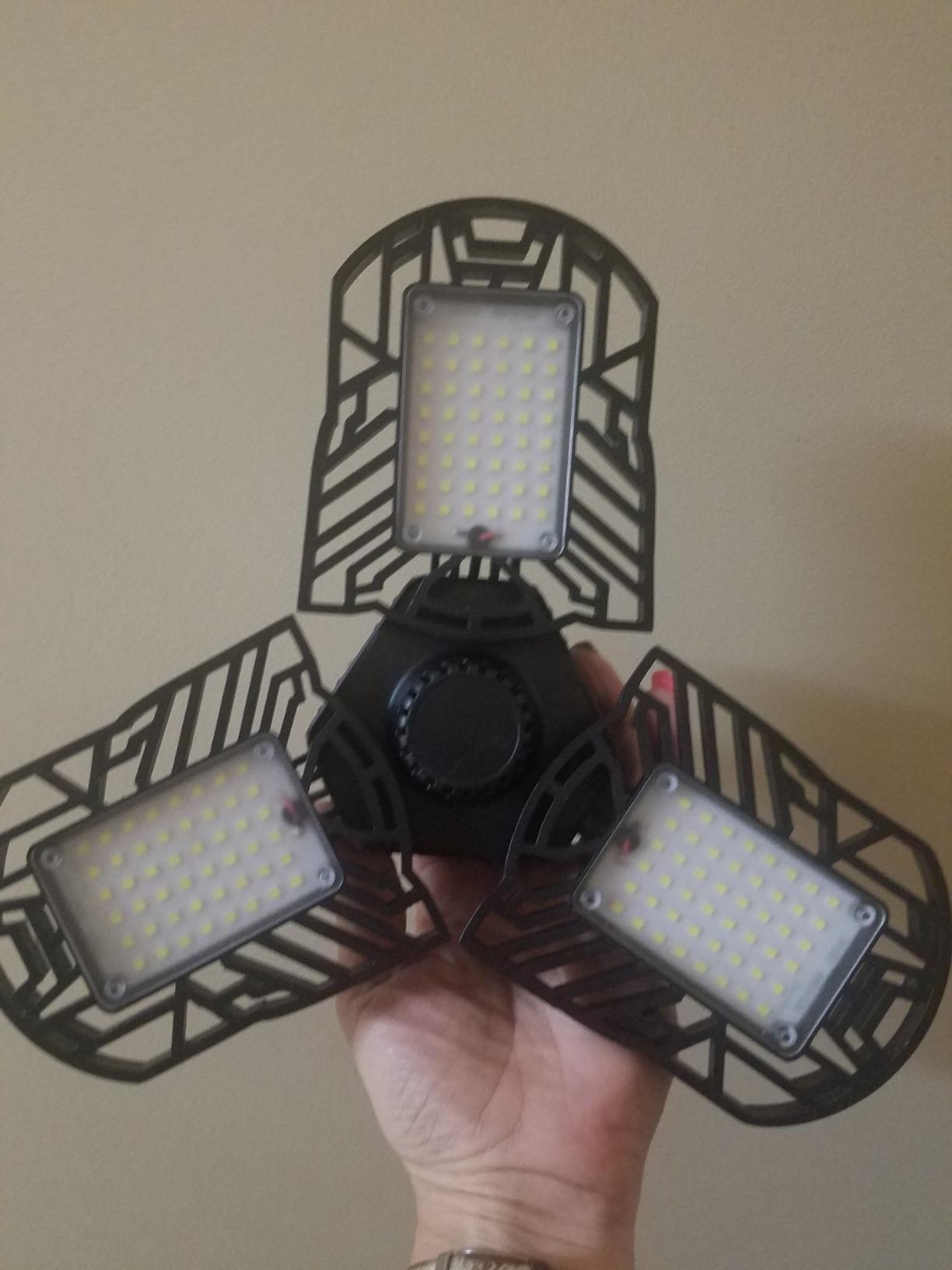150W Motion Sensor Garage Light, 15000LM Motion Activated Garage Light, 3 Modes PIR Sensor Garage Ceiling Lights, 6 Deformable Panels LED Shop Lights for Attic Porch Stairway, E26/E27 customer photo 1