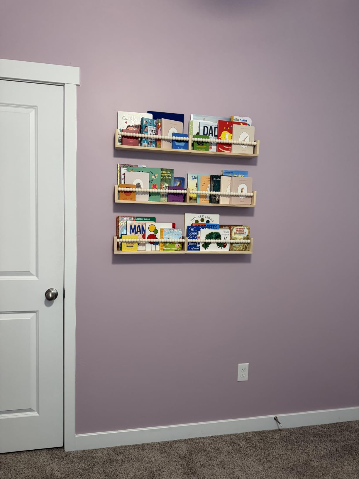birola Nursery Shelves with Beads Design - 32 Inches Wall Book Shelves Set of 3, Space-Saving Nursery Book Shelves for Kids Room, Bedroom and Study Room(Natural) customer photo 1