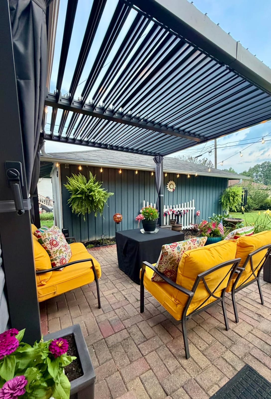 Aoxun Louvered Pergola 10x10 All-Aluminum, Waterproof Curtains and Netting customer photo 1