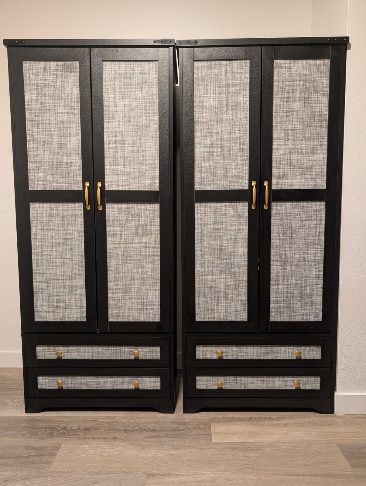 Brafab 2 Doors Wooden Armoire Wardrobe Closet with 2 Drawers, Natural customer photo 2