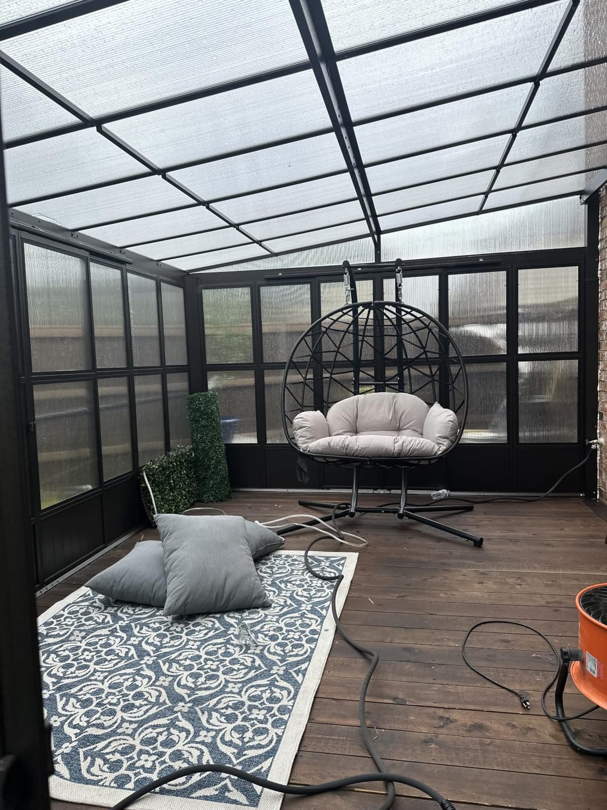 Domi 8x12FT Lean to Gazebo Pergola with Curtains Netting Aluminum Frame customer photo 1