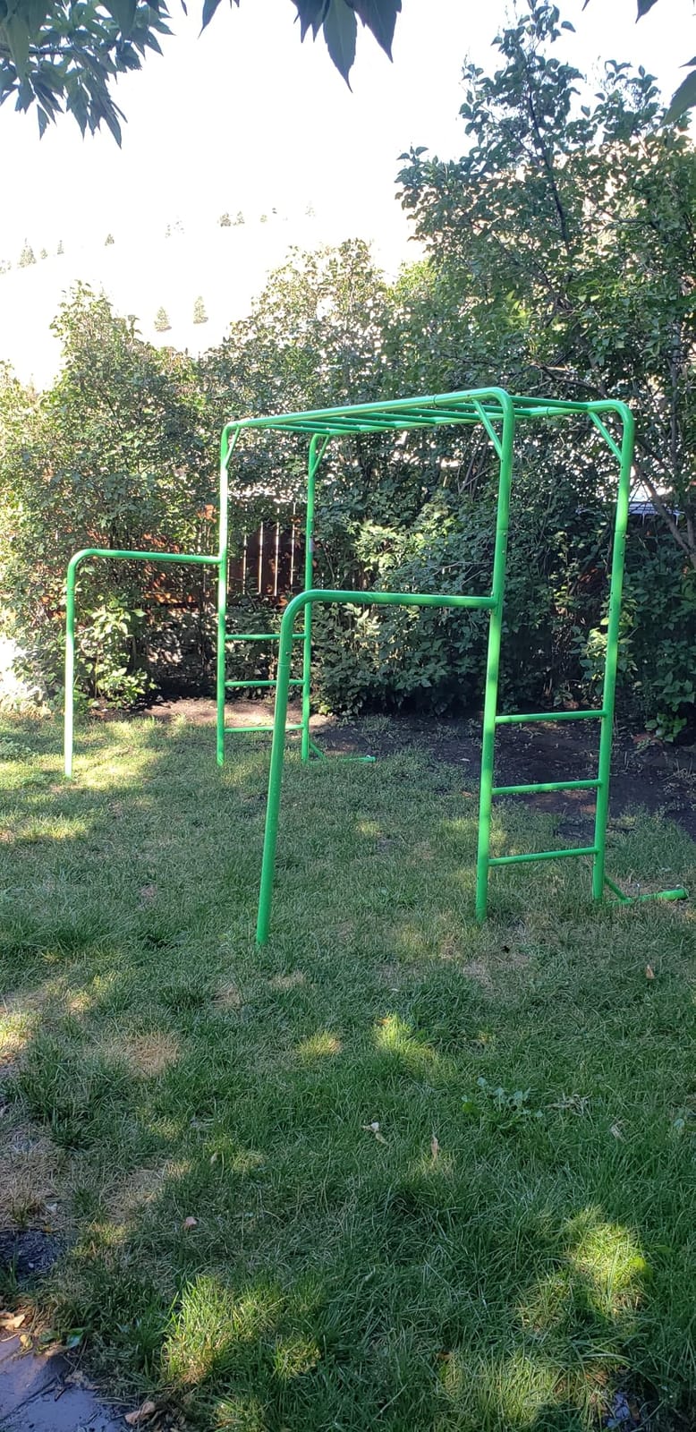 Outdoor Monkey Bar Set with Climbing Frame, Gymnastics bars, Playground Sets for Backyards, Metal Monkey Bars for Kids Ages 3 and Up, Backyard Playground Set with Powder Coated Steel, Blue customer photo 2