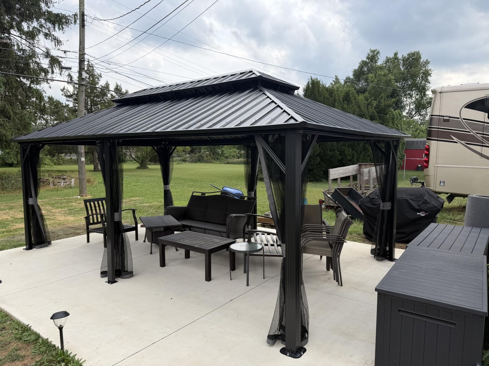 Aoxun 12X16Ft Hardtop Gazebo Metal Gazebo with Galvanized Steel Double Roof customer photo 1