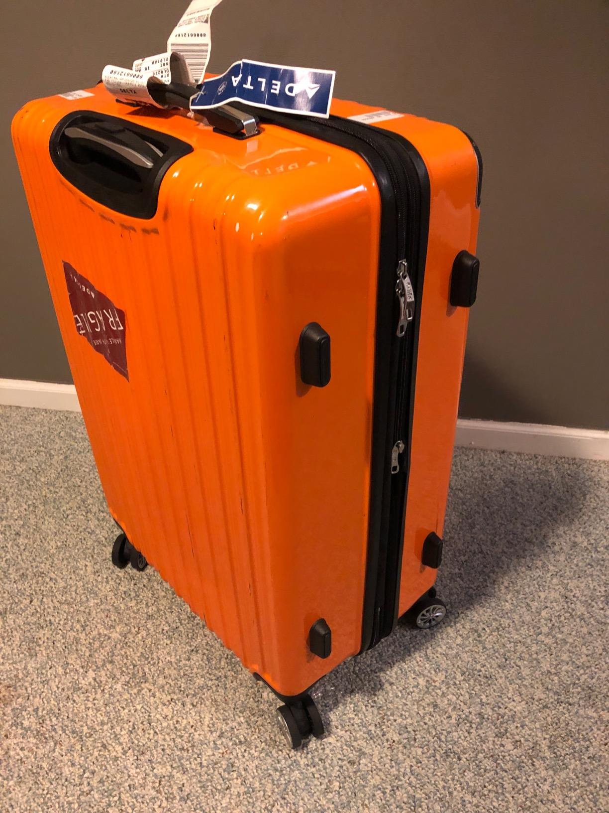 Coolife Luggage, Lightweight and Durable Hardshell, 28 in, apricot white customer photo 1