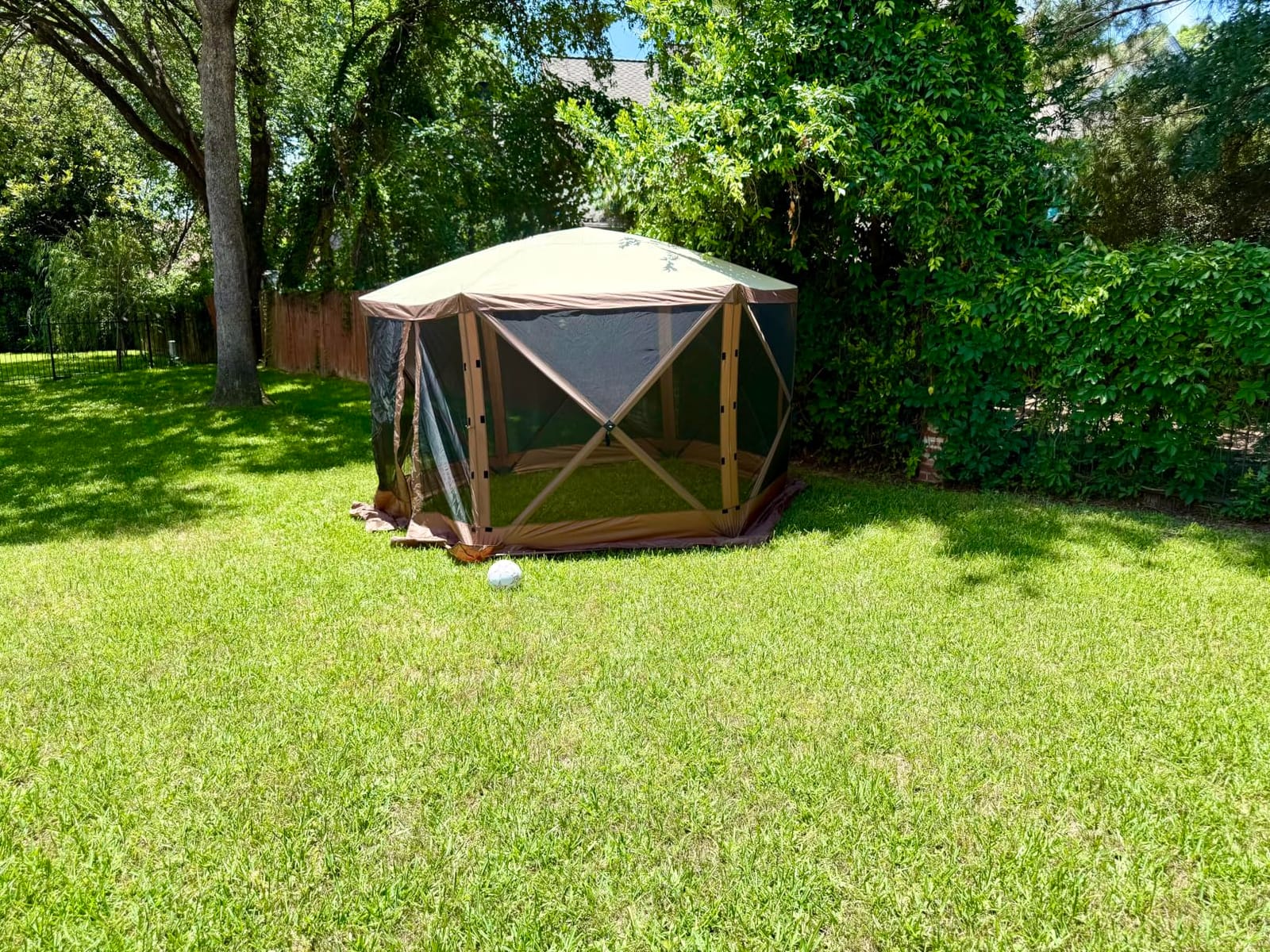 Aoxun 12x12ft Pop Up Canopy Tent, Camping Gazebo Screen Tent, Brown customer photo 1