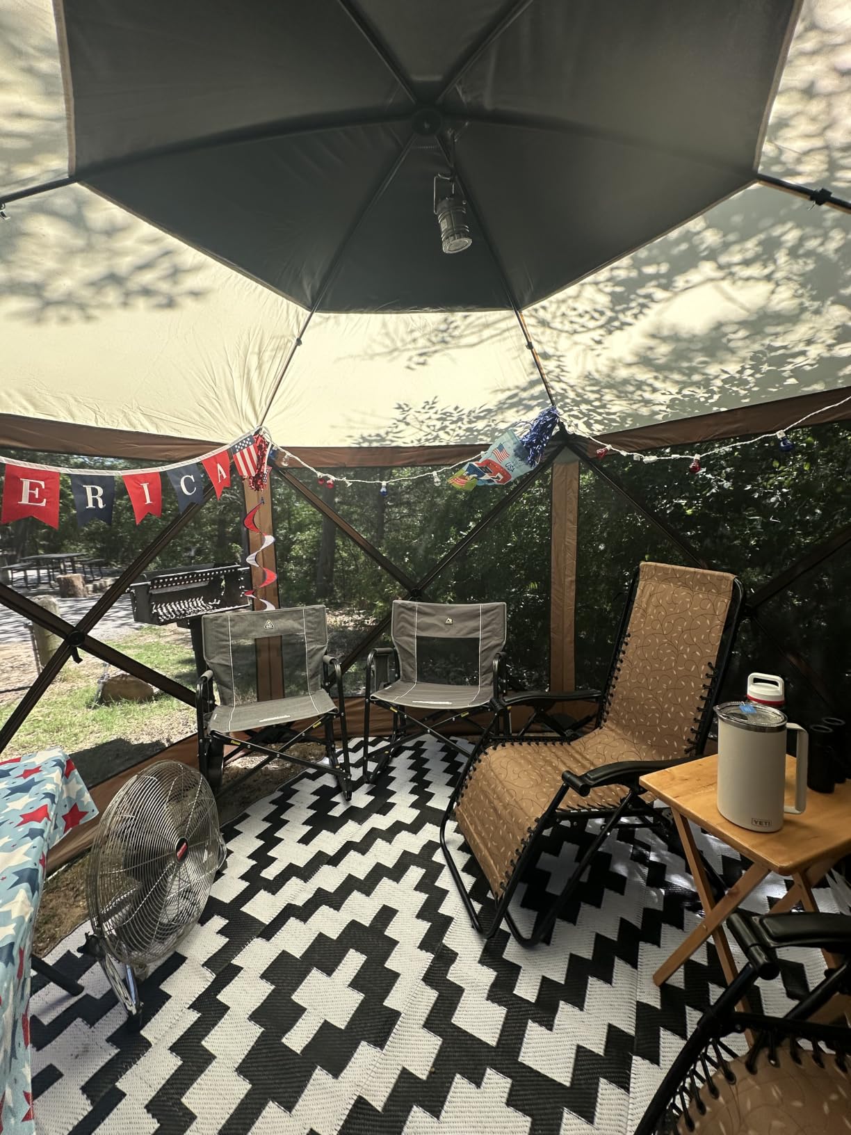 Aoxun 12x12ft Pop Up Canopy Tent, Camping Gazebo Screen Tent, Brown customer photo 2
