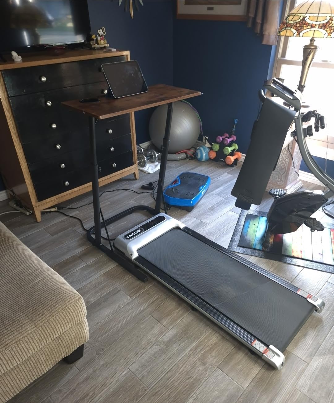 Adjustable Treadmill Walking Pad Desk, for Bike/Cycling Trainer, Workstation Standing Desk, Trainer Stand Table for Indoor, Treadmill Attachment-Exercise While Working or Watching TV, Black customer photo 1