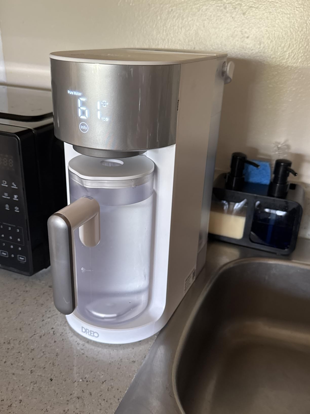 DREO Reverse Osmosis Water Filter Countertop, RO Filtration System, 3:1 Pure to Drain, TDS & Filter Life & 2 Autofill Pitchers, Install-Free, Self-Cleaning Water Purifier, RO Water Filter customer photo 2