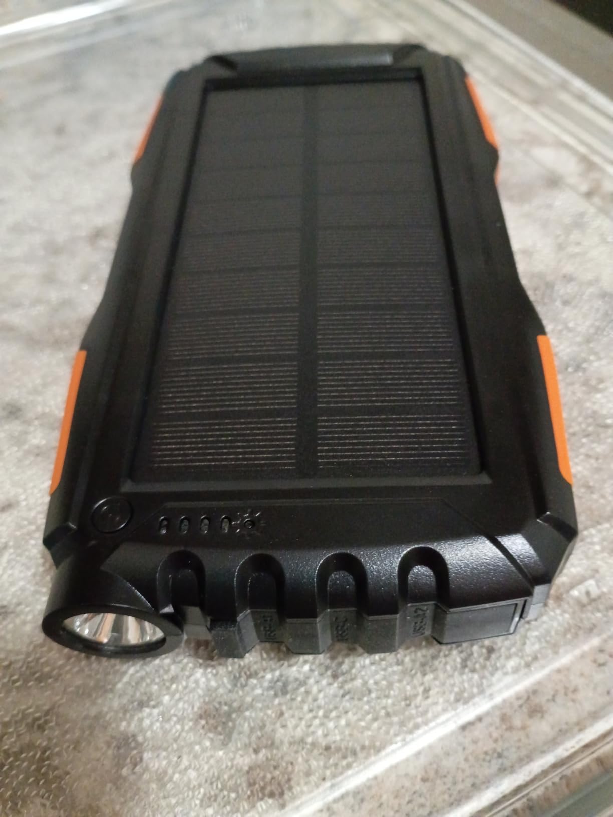 Mregb Solar Charger Power Bank 42800mAh, Portable Charger, Solar Power Bank,External Battery Pack 5V3.1A Qc 3.0 Fast Charger Built-in Super Bright Flashlight (Orange) customer photo 1