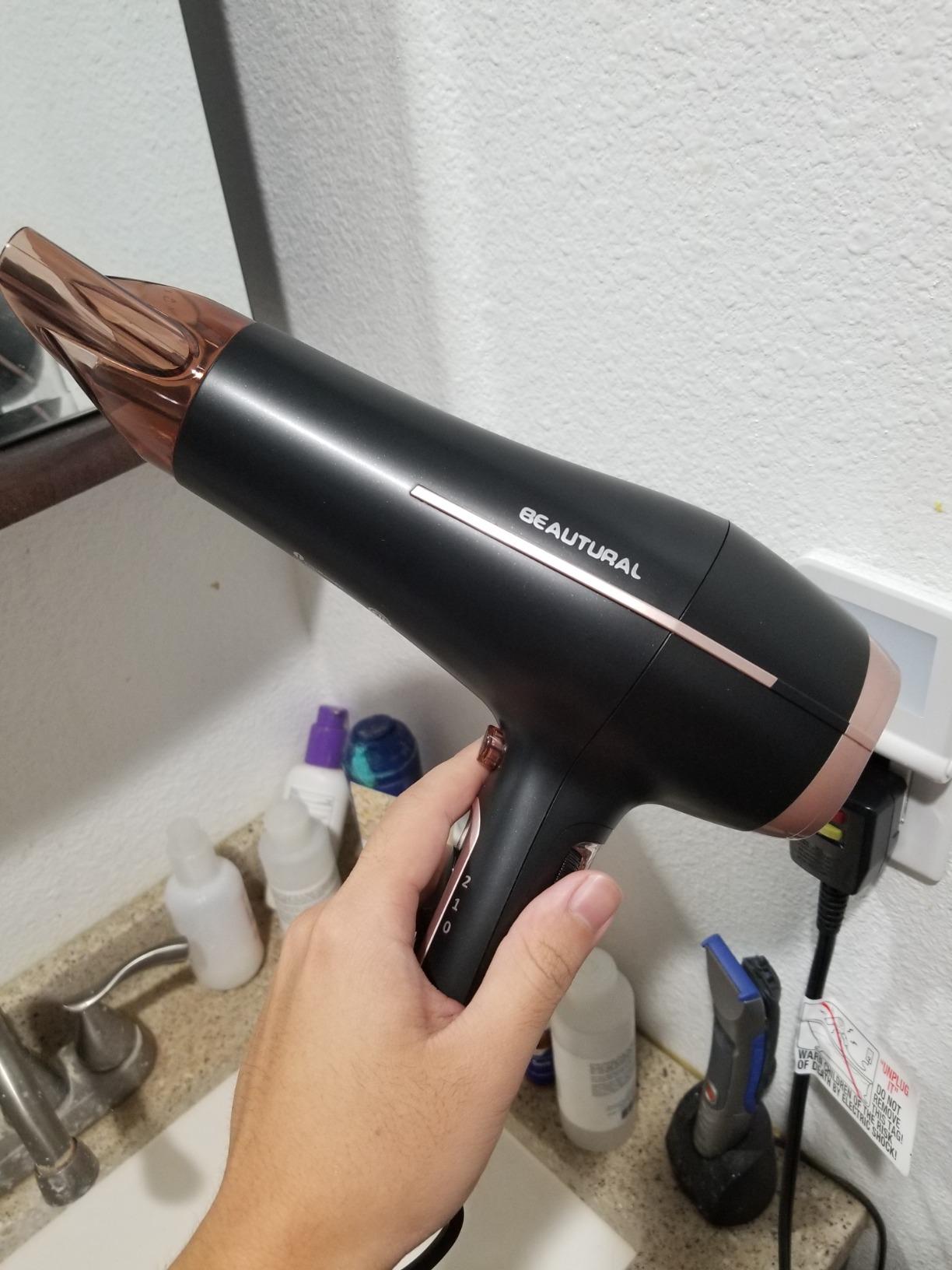 BEAUTURAL 1600W High-Speed Foldable Dual Voltage Travel Hair Dryer, Gray customer photo 1