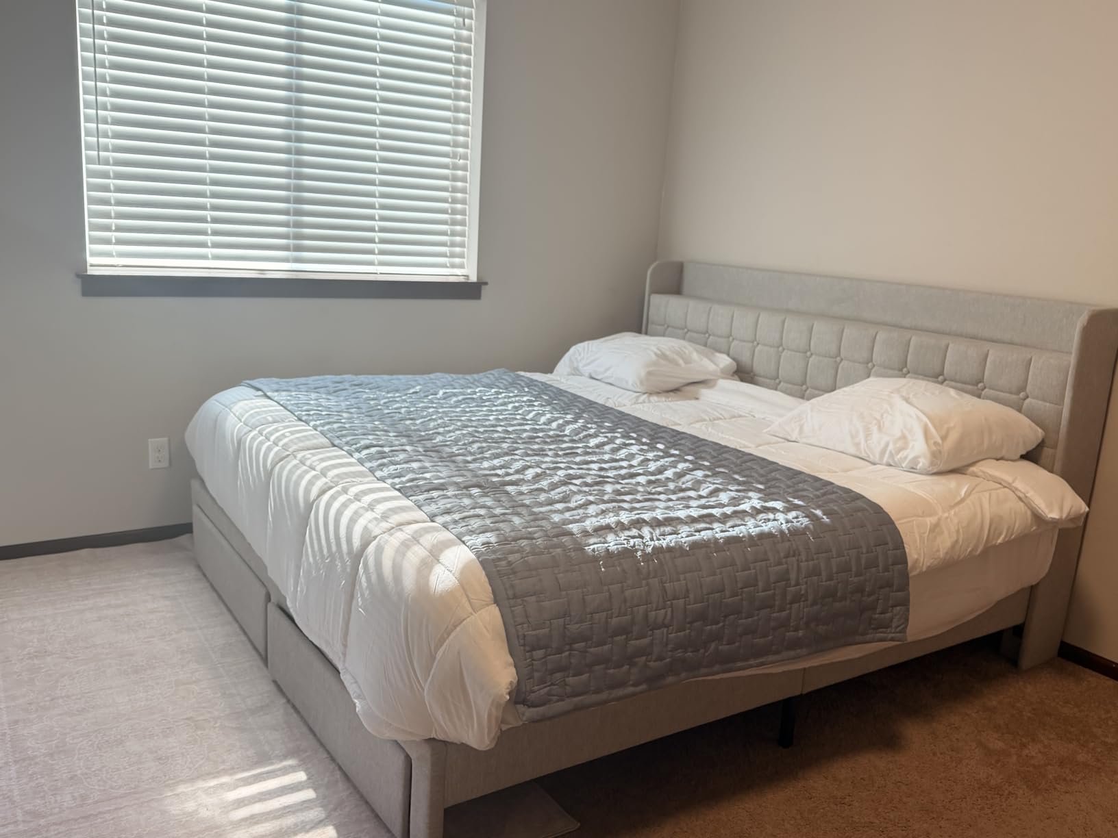 DUMOS Full Bed Frame, Upholstered Platform Bed Frame with Storage Drawers customer photo 2