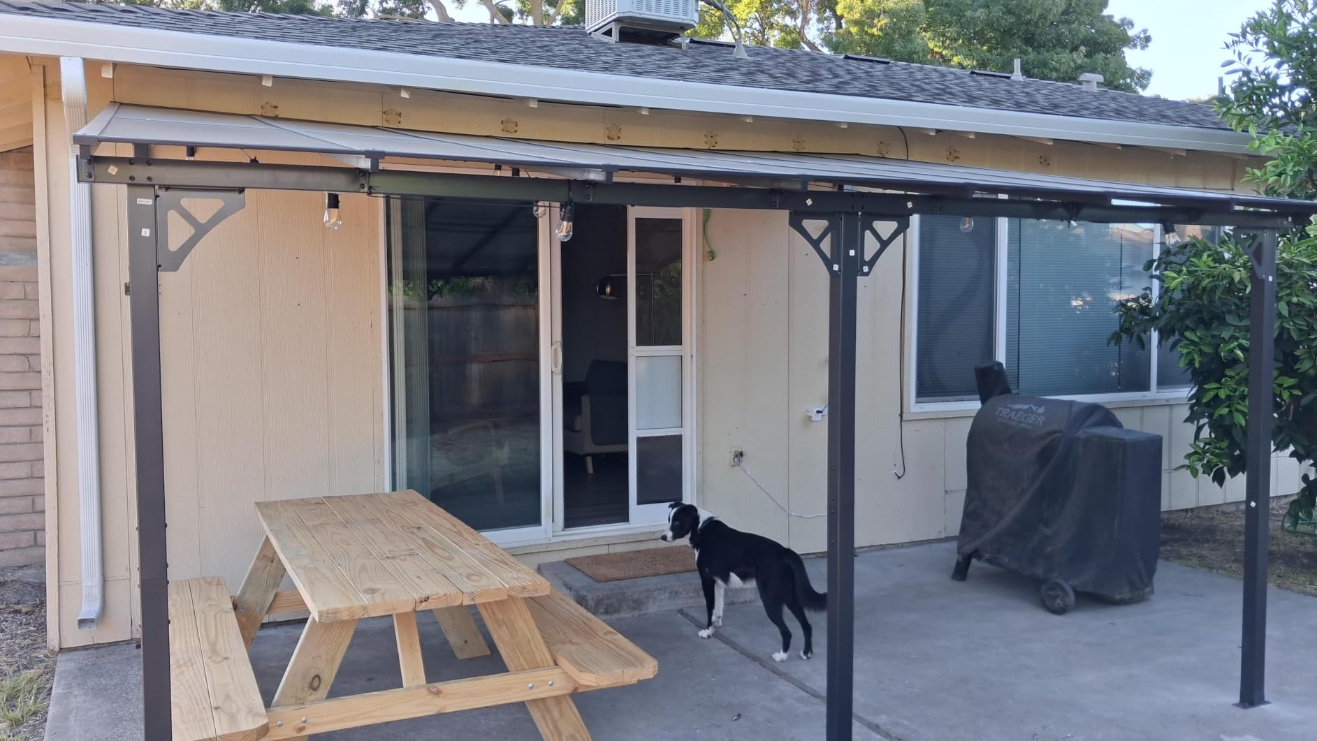 Aoxun 12x10FT Pergola with Netting and Curtains for Patio, Brown customer photo 1